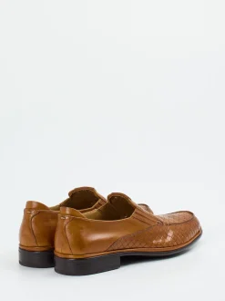 Galizio Torresi – Loafer aus geprägtem Leder Cognac