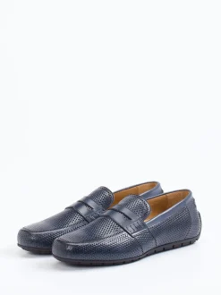 Galizio Torresi – Loafer aus Glattleder Marineblau