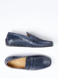 Galizio Torresi – Loafer aus Glattleder Marineblau
