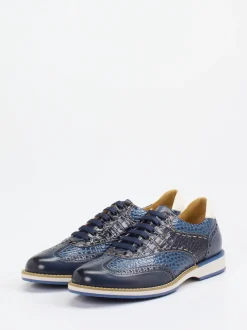 Galizio Torresi – Schnürschuh aus geprägtem Leder Blau