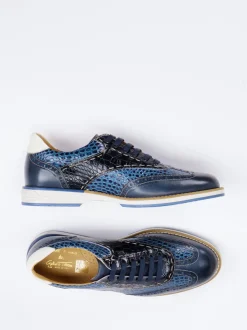 Galizio Torresi – Schnürschuh aus geprägtem Leder Blau
