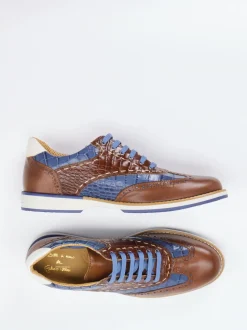 Galizio Torresi – Schnürschuh aus geprägtem Leder Braun