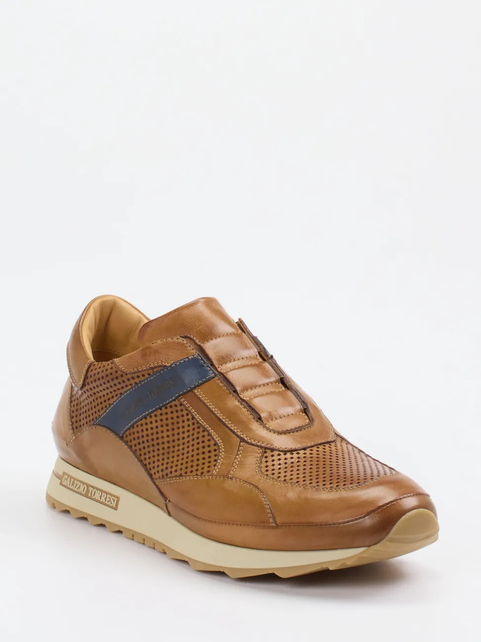 Galizio Torresi – Slip-On Sneaker aus Kalbleder Cognac