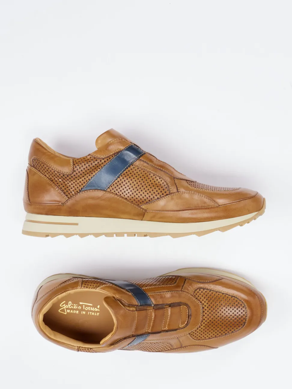 Galizio Torresi – Slip-On Sneaker aus Kalbleder Cognac