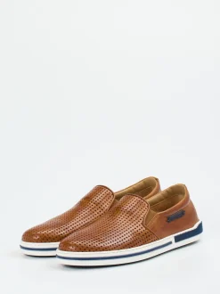 Galizio Torresi – Slip-On Sneaker aus Glattleder cognac