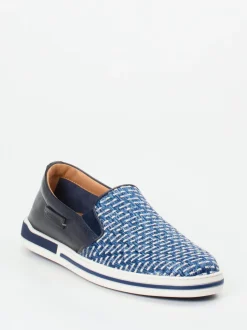 Galizio Torresi – Slip-On Sneaker aus Textil und Leder blau