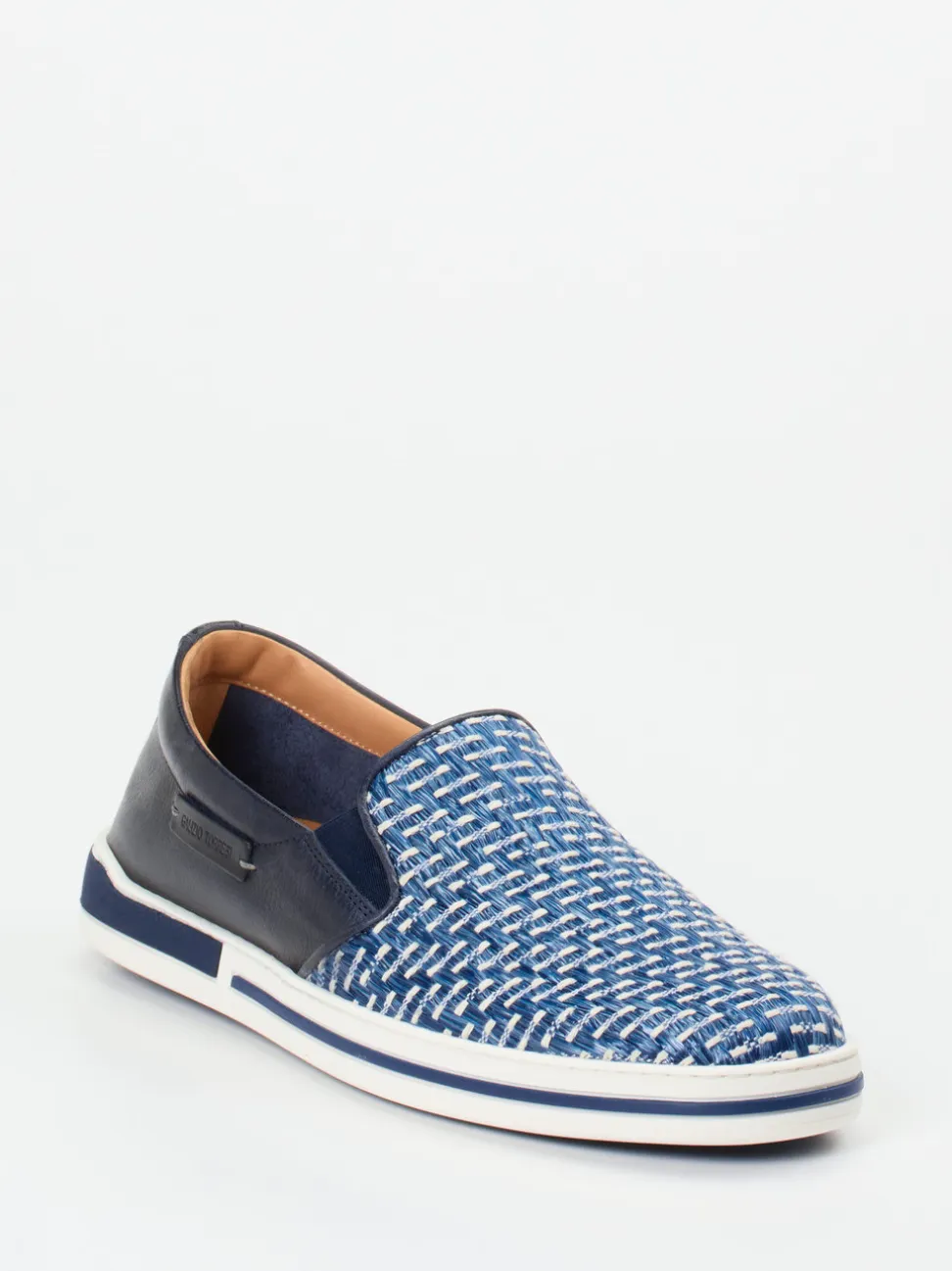 Galizio Torresi – Slip-On Sneaker aus Textil und Leder blau