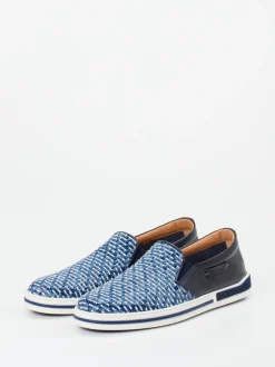 Galizio Torresi – Slip-On Sneaker aus Textil und Leder blau