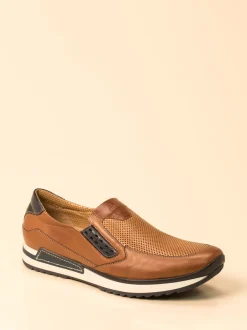 Galizio Torresi – Slipper aus geprägtem Leder cognacbraun