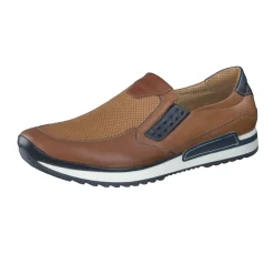 Galizio Torresi – Slipper aus geprägtem Leder cognacbraun