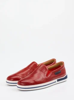 Galizio Torresi – Slipper aus geprägtem Leder in Rot