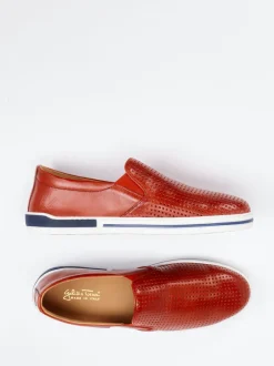 Galizio Torresi – Slipper aus geprägtem Leder in Rot