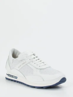 Galizio Torresi – Sneaker aus Kalbleder-Mesh-Mix weiß