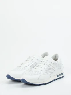 Galizio Torresi – Sneaker aus Kalbleder-Mesh-Mix weiß