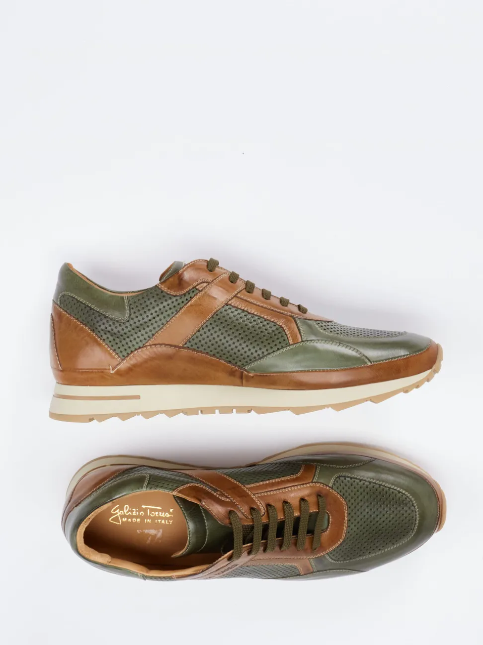 Galizio Torresi – Sneaker aus Kalbleder Olivgrün