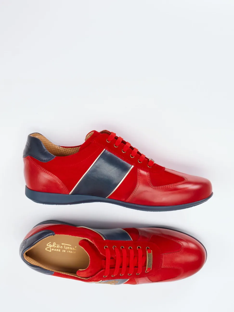 Galizio Torresi – Sneaker aus Kalbleder in Rot-Gold