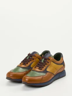 Galizio Torresi – Sneaker aus Leder-Mix cognacfarben