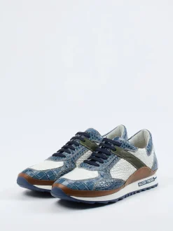 Galizio Torresi – Sneaker aus geprägtem Leder cremeweiß