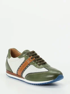 Galizio Torresi – Sneaker aus Leder und Mesh olivgrün