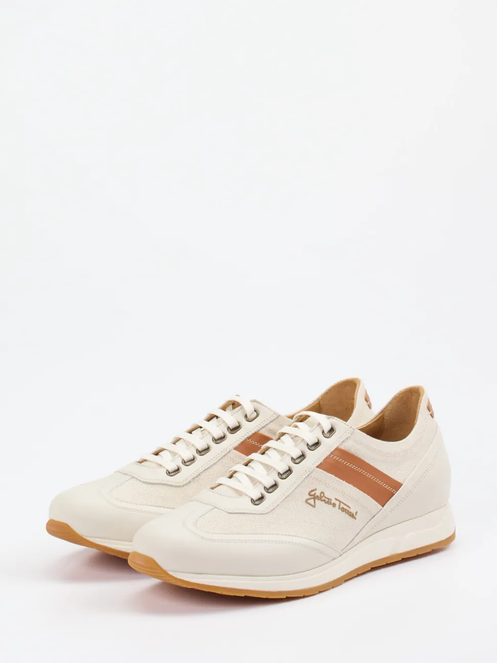 Galizio Torresi – Sneaker aus Leder und Canvas beige