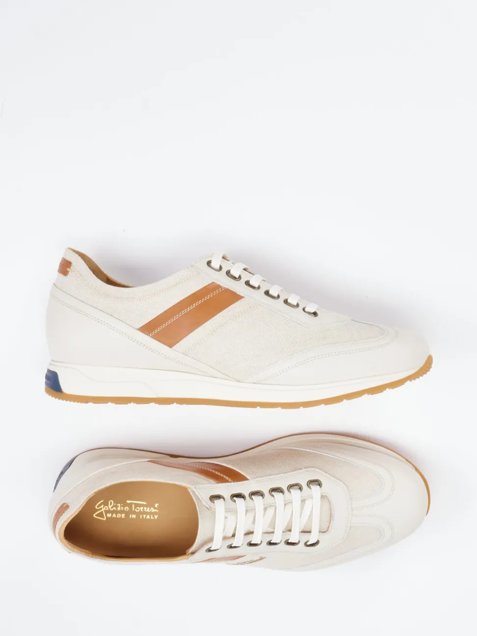 Galizio Torresi – Sneaker aus Leder und Canvas beige