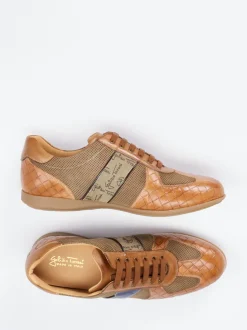 Galizio Torresi – Sneaker aus geprägtem Leder cognac