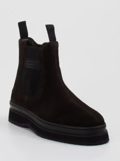Gant – Chelsea Boots aus Veloursleder dunkelbraun