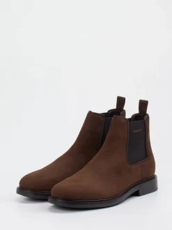 Gant – Chelsea Boots aus Veloursleder Dunkelbraun