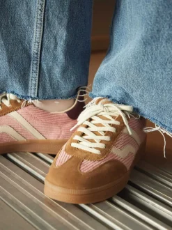Gant – Retro-Sneaker aus Veloursleder und Cord in Rosa