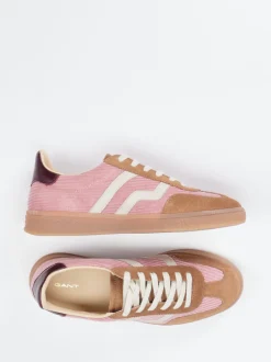 Gant – Retro-Sneaker aus Veloursleder und Cord in Rosa
