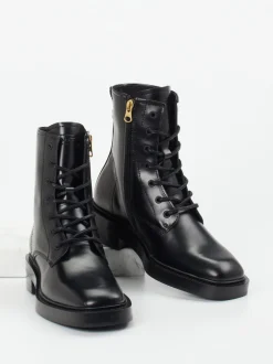 Gant – Schnürstiefelette aus Leder in Schwarz