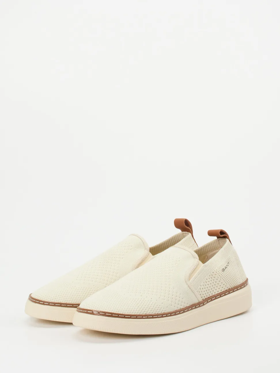 Gant – Slip-On Sneaker aus gestricktem Textil cremeweiß