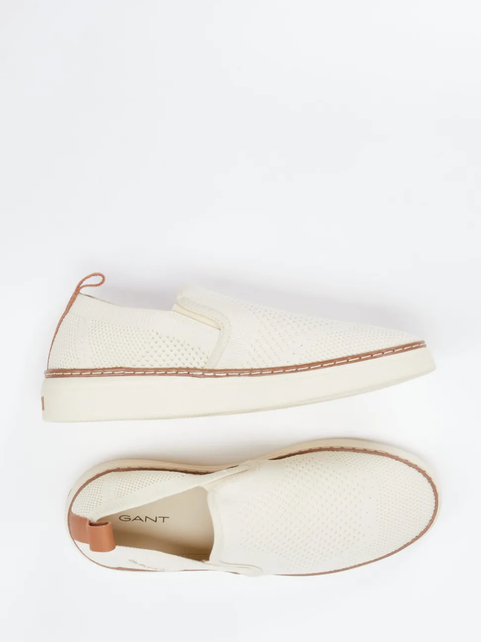 Gant – Slip-On Sneaker aus gestricktem Textil cremeweiß