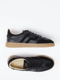 Gant – Sneaker aus Velour/Leder in Schwarz