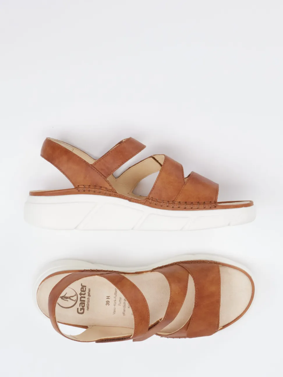 Ganter – Klettsandalen aus Kalbleder in Braun
