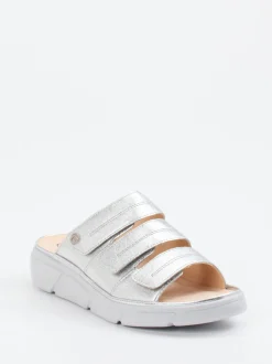 Ganter – Komfort-Pantolette aus Metallicleder silber