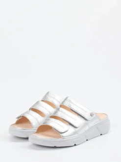 Ganter – Komfort-Pantolette aus Metallicleder silber