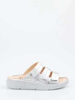 Ganter – Komfort-Pantolette aus Metallicleder silber