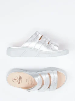Ganter – Komfort-Pantolette aus Metallicleder silber