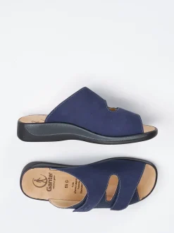 Ganter – Komfort-Pantolette aus Nubukleder marineblau