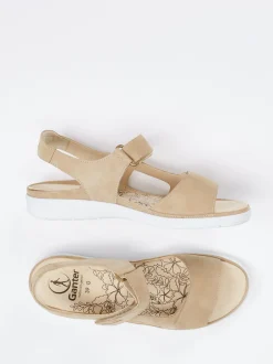 Ganter – Komfortsandale aus Veloursleder beige