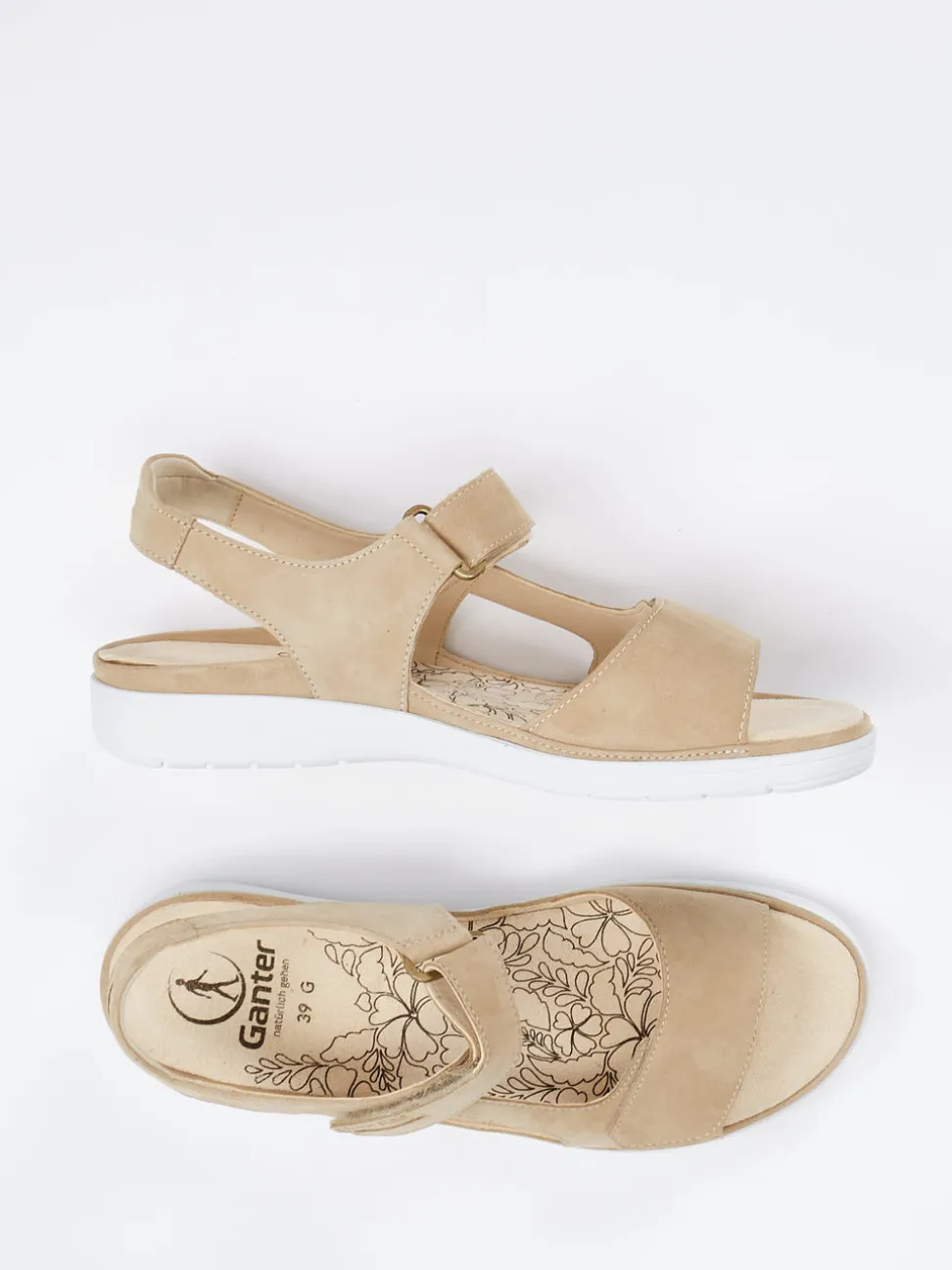 Ganter – Komfortsandale aus Veloursleder beige