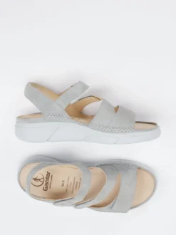 Ganter – Komfortsandalen aus Veloursleder hellgrau