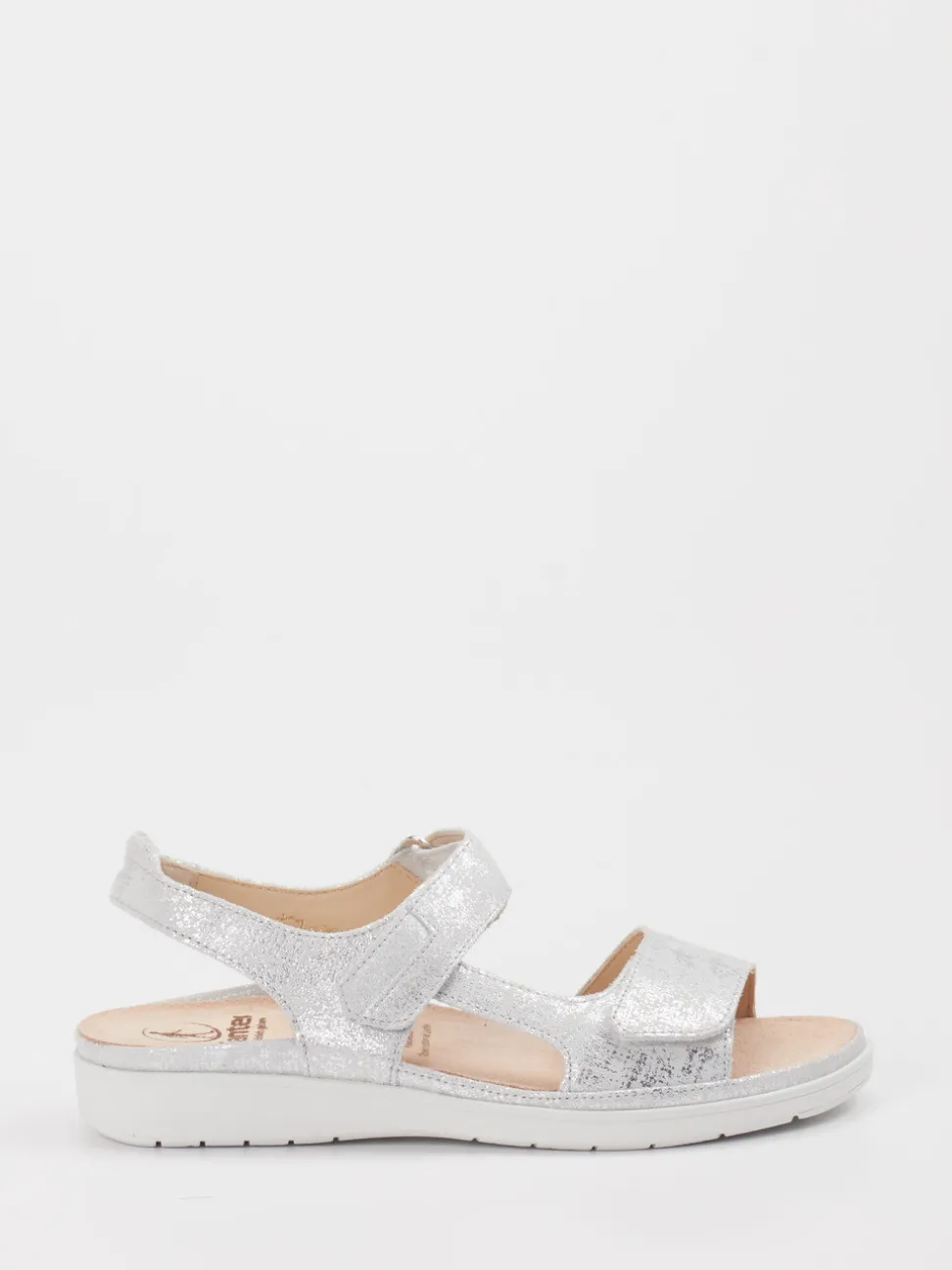 Ganter – Komfortsandalen aus Metallic-Material silber