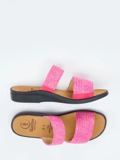 Ganter – Komfort-Sandalen aus Textil und Veloursleder pink