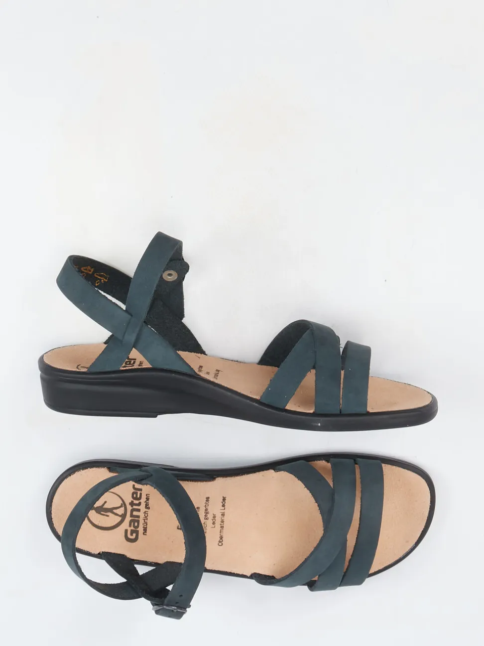 Ganter – Komfort-Sandalen aus Nubukleder Dunkelpetrol