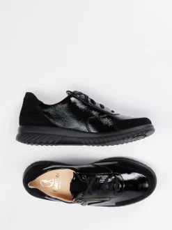 Ganter – Komfort-Sneaker aus Lackleder schwarz