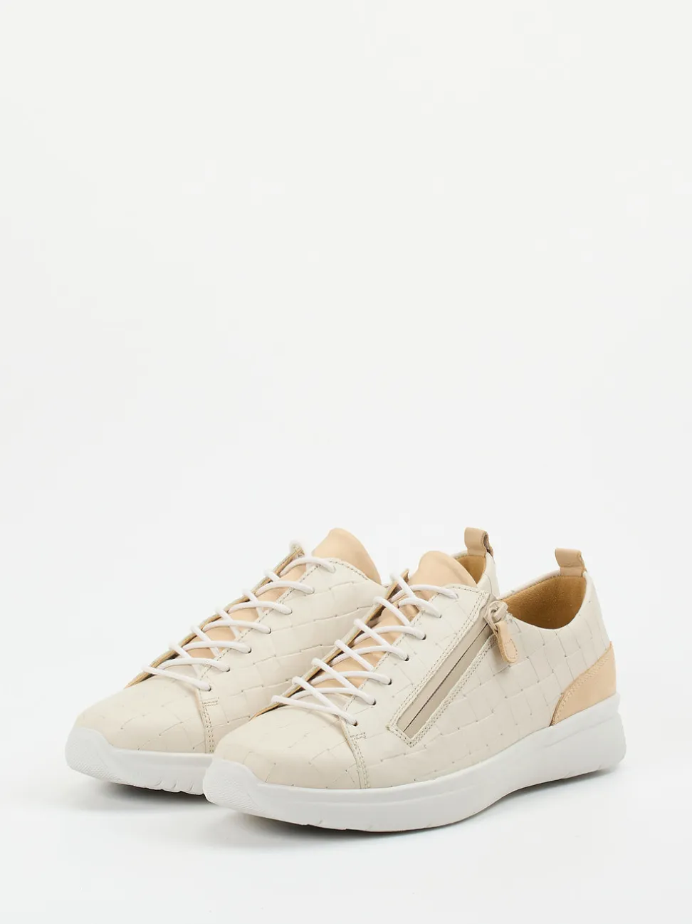 Ganter – Komfort-Sneaker aus geprägtem Leder beige