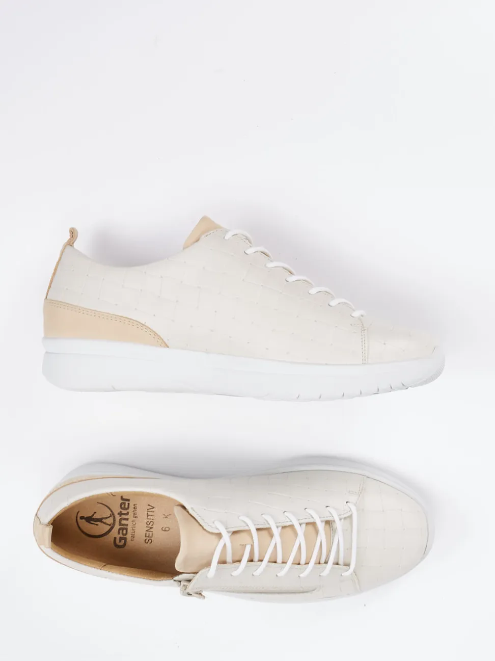Ganter – Komfort-Sneaker aus geprägtem Leder beige