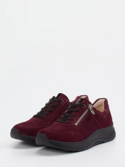Ganter – Komfort-Sneaker aus Veloursleder bordeauxrot